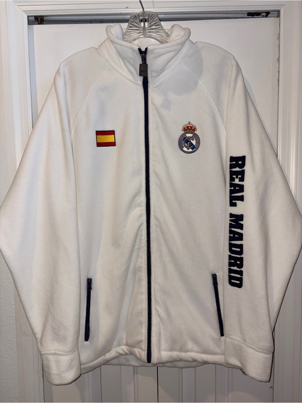 Real Madrid Official Merch Crest/Flag Full Zip Fleece Jacket L Large